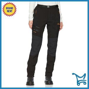 Waterproof Fleece-Lined Cargo Pants for Hiking Skiing Outdoor Activities